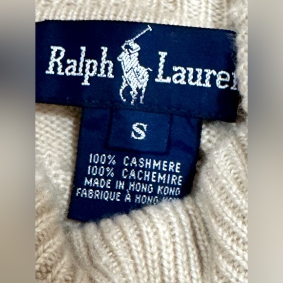 Ralph Lauren 100% Cashmere Turtleneck Sweater Size Small Ivory/Beige - Picture 4 of 4